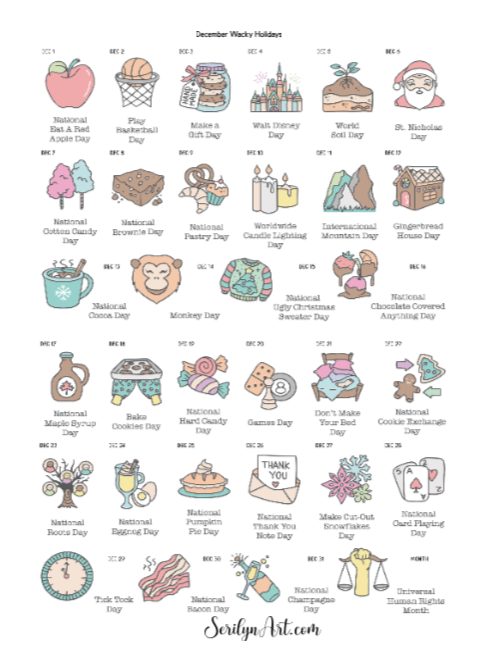 Monthly Wacky Holidays