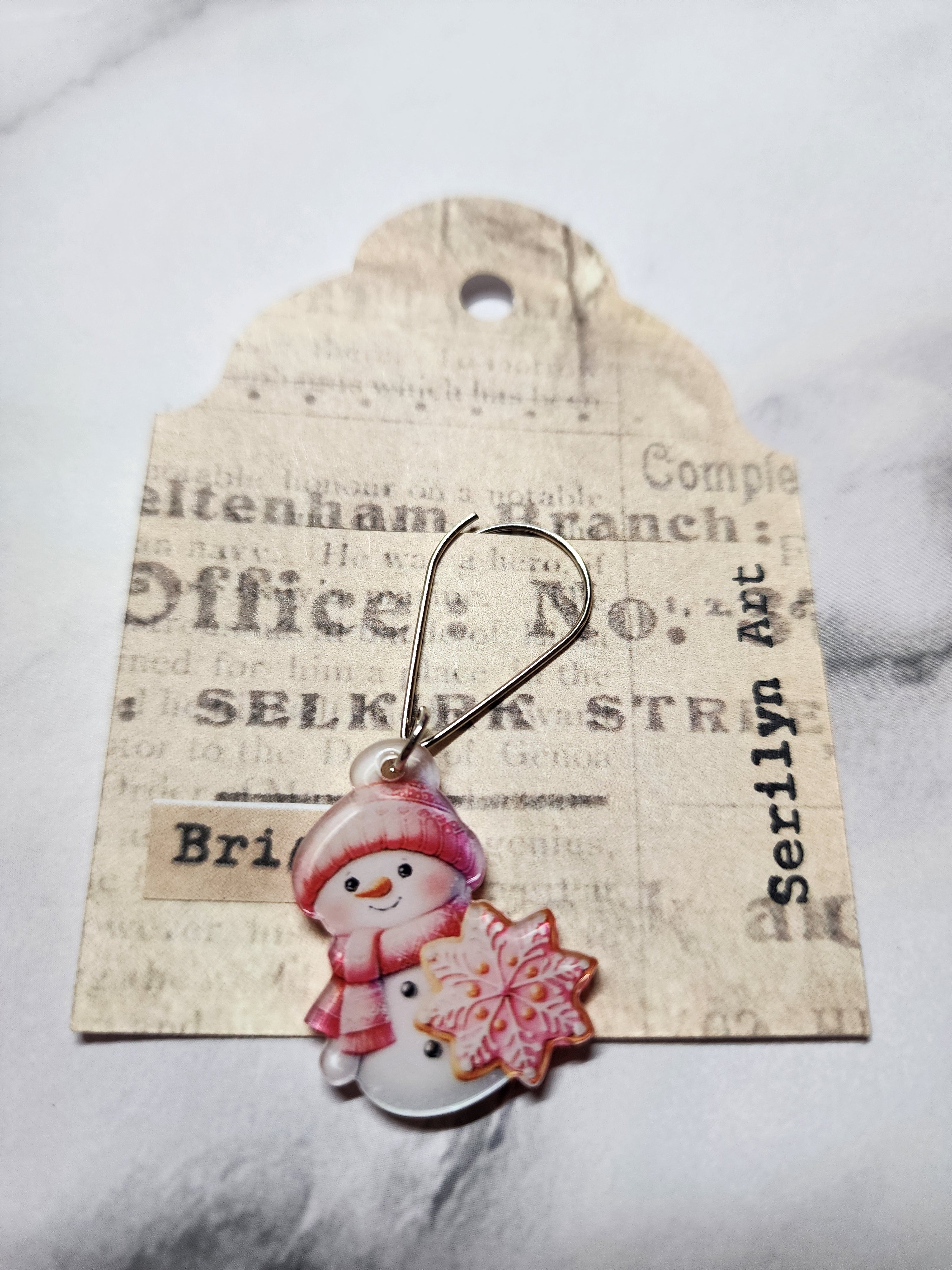 Pink Snowman Charm