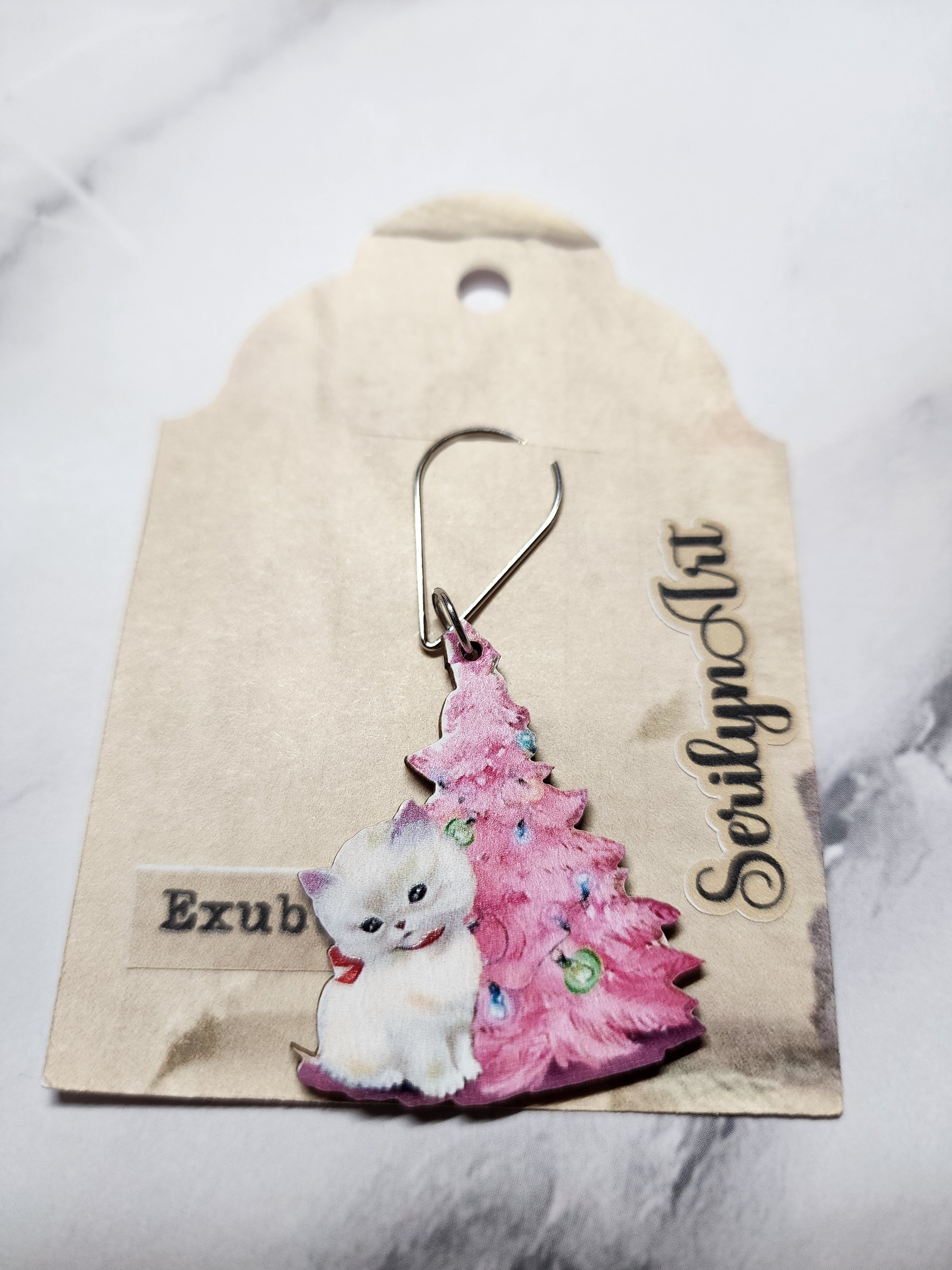Kitten and Christmas Tree Charm