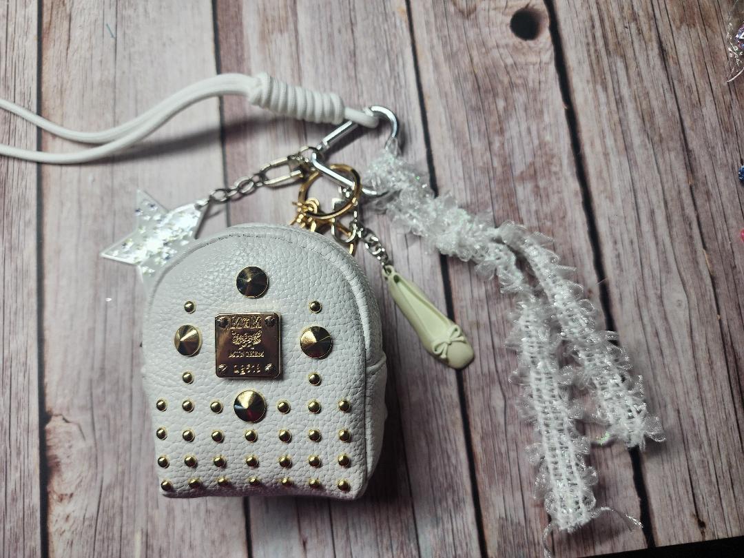 White Backpack Keychain