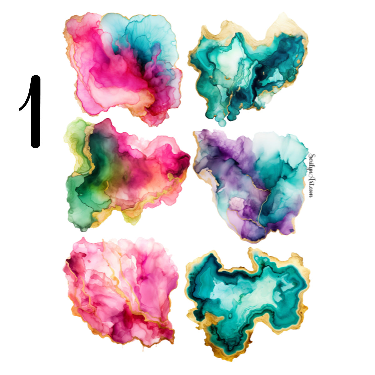 Alcohol Ink Sticker Sheet