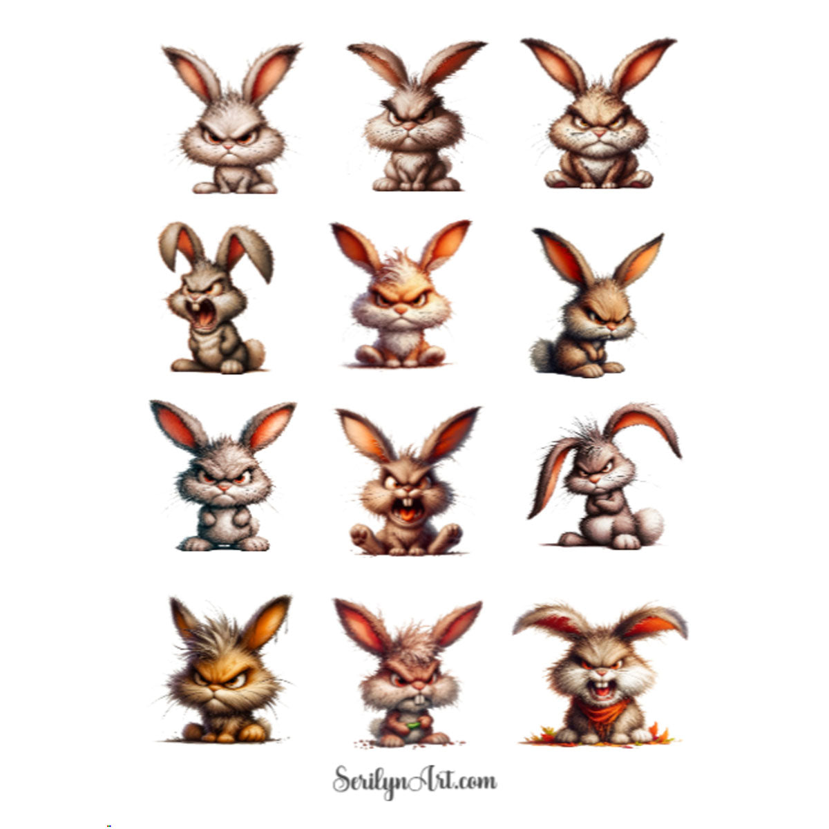 Angry Rabbits Sticker Sheet