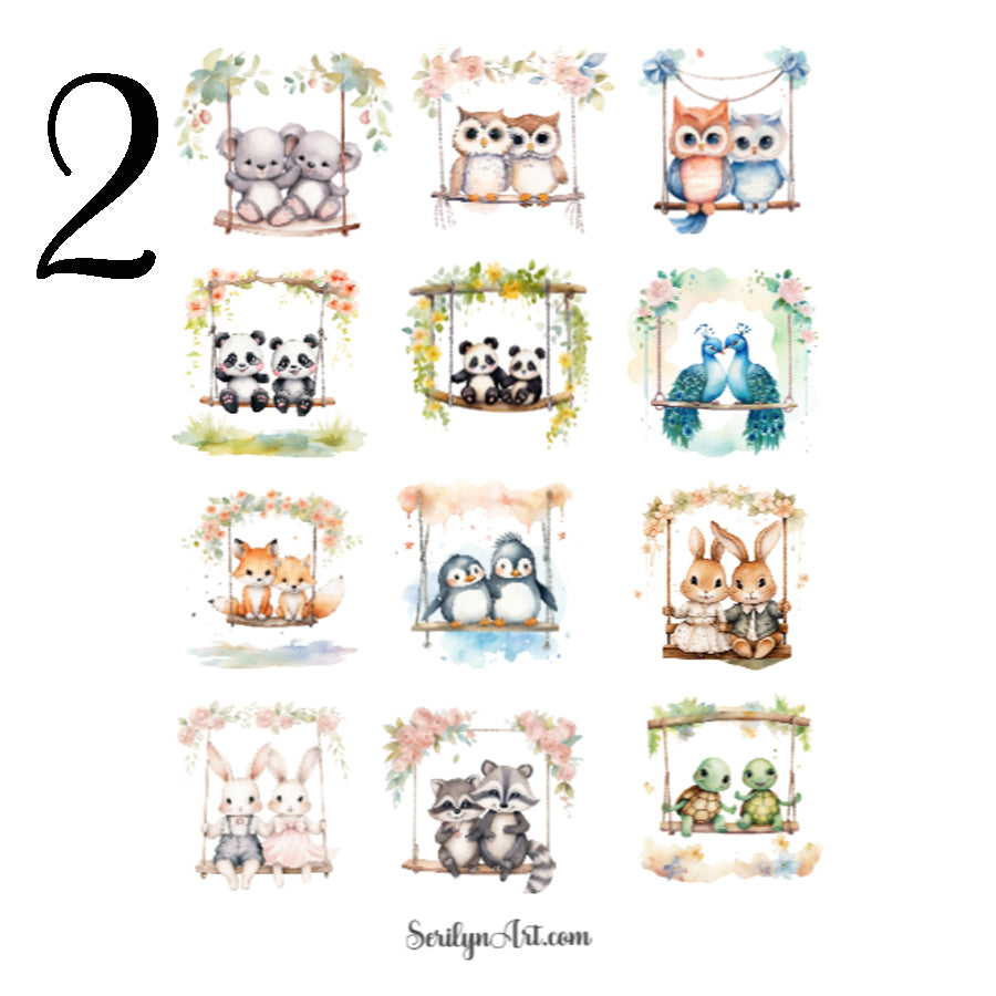 Animals in Swings Sticker Sheet