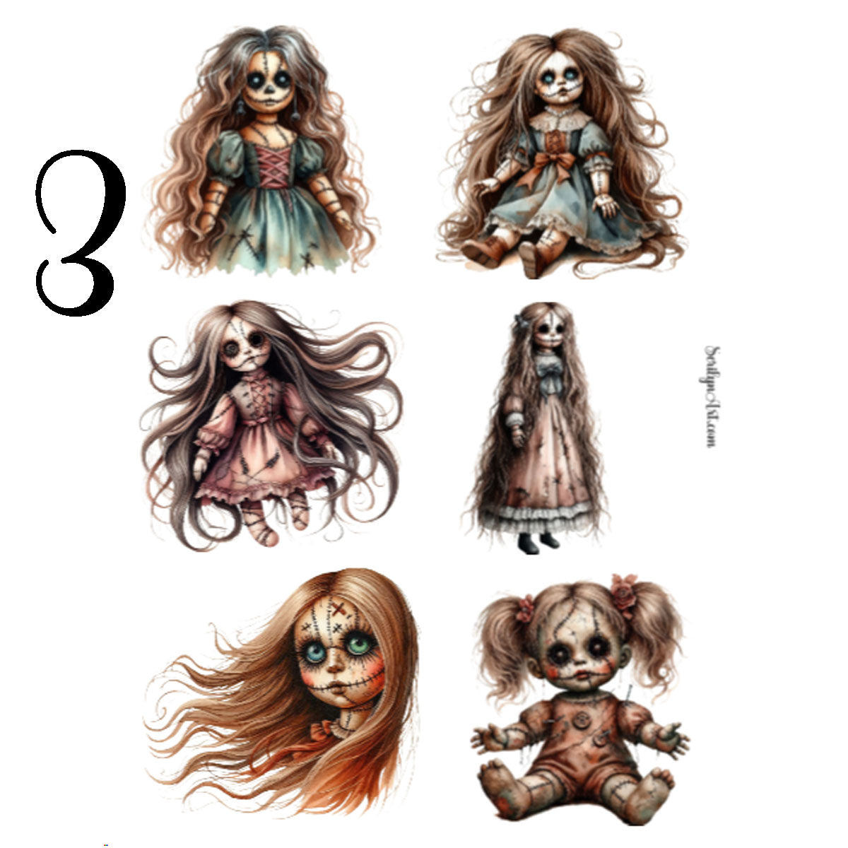 Antique Creepy Dolls Sticker Sheet