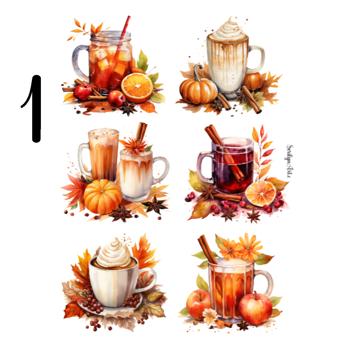 Autumn Beverages Sticker Sheet