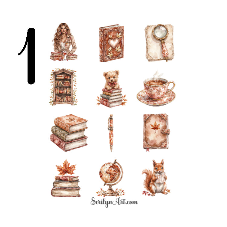 Autumn Bookstore Sticker Sheet
