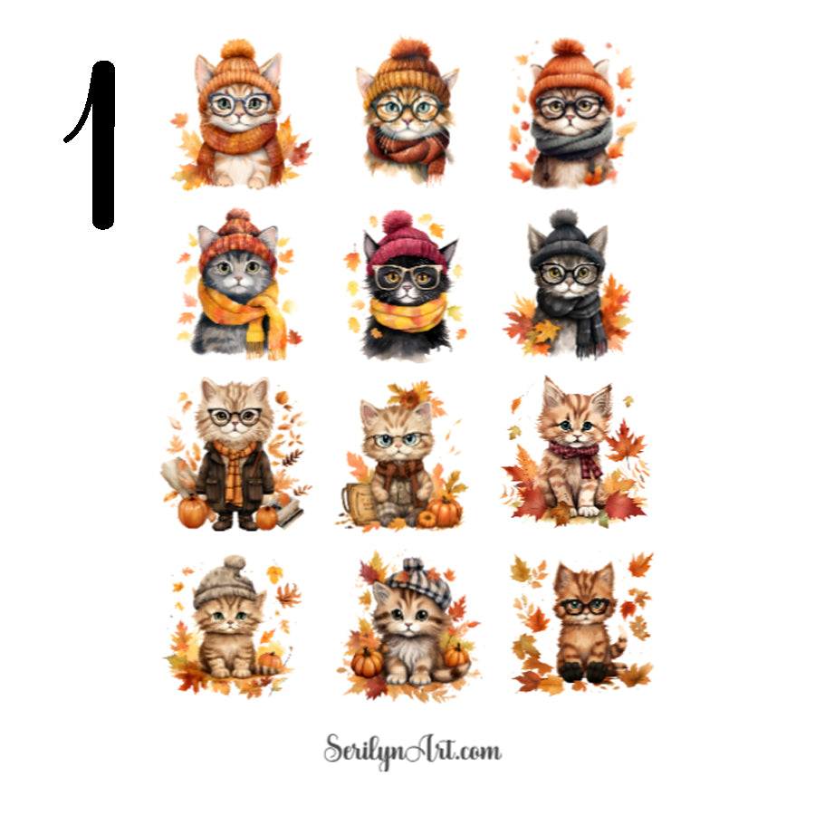 Autumn Cats Sticker Sheet