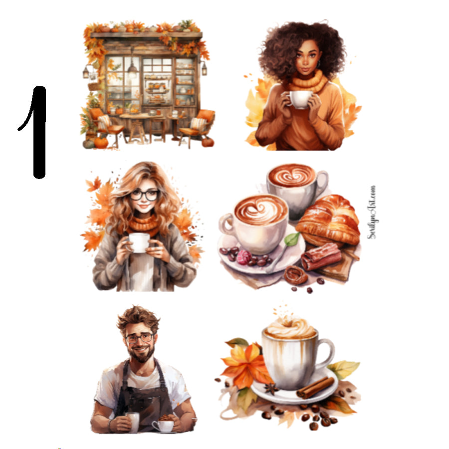 Autumn Coffee Shop Sticker Sheet
