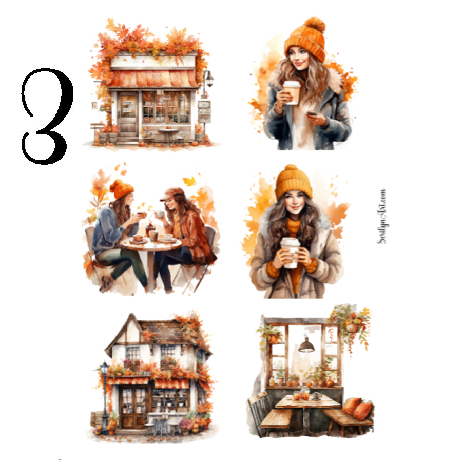 Autumn Coffee Shop Sticker Sheet