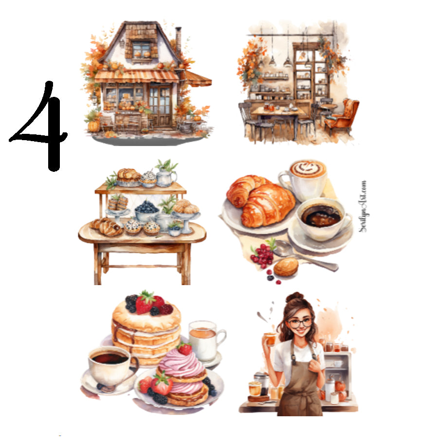 Autumn Coffee Shop Sticker Sheet