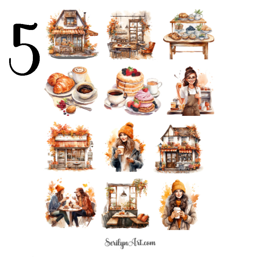 Autumn Coffee Shop Sticker Sheet