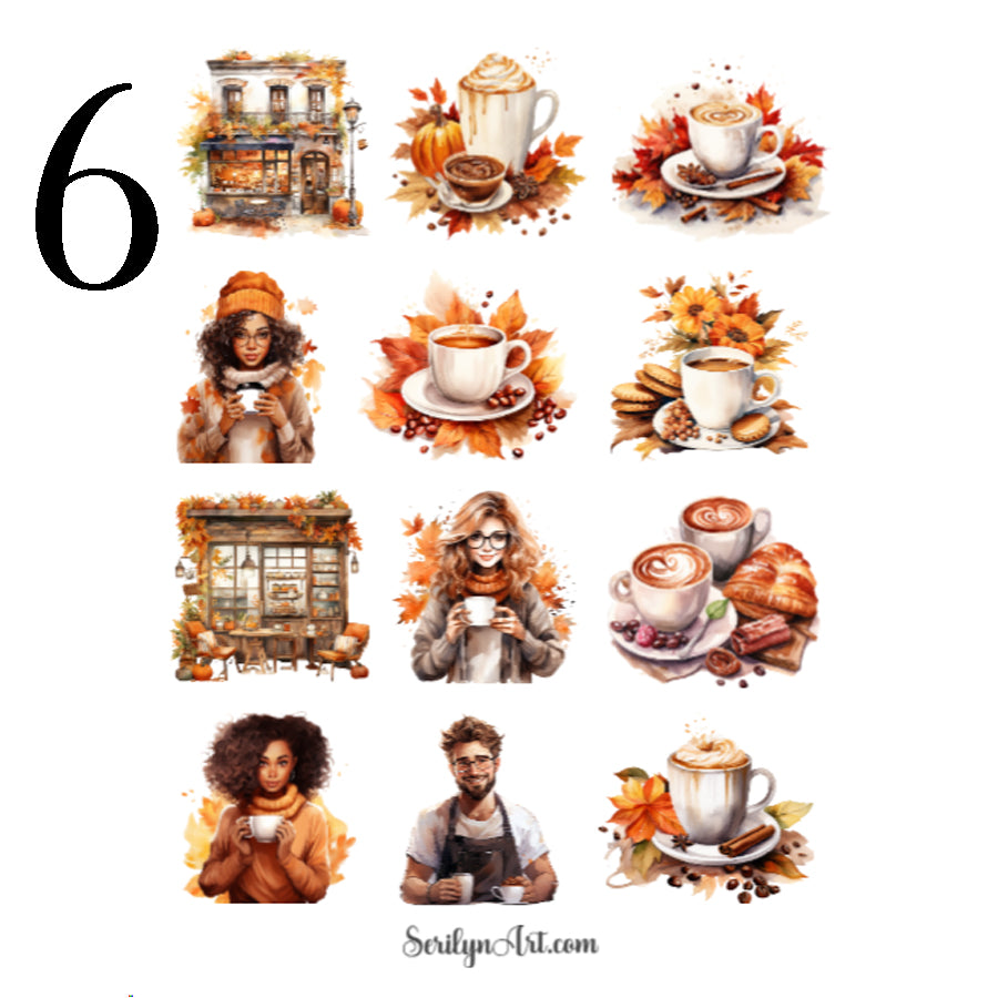 Autumn Coffee Shop Sticker Sheet