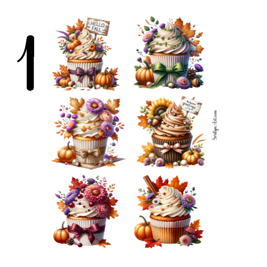 Autumn Cupcakes Sticker Sheet