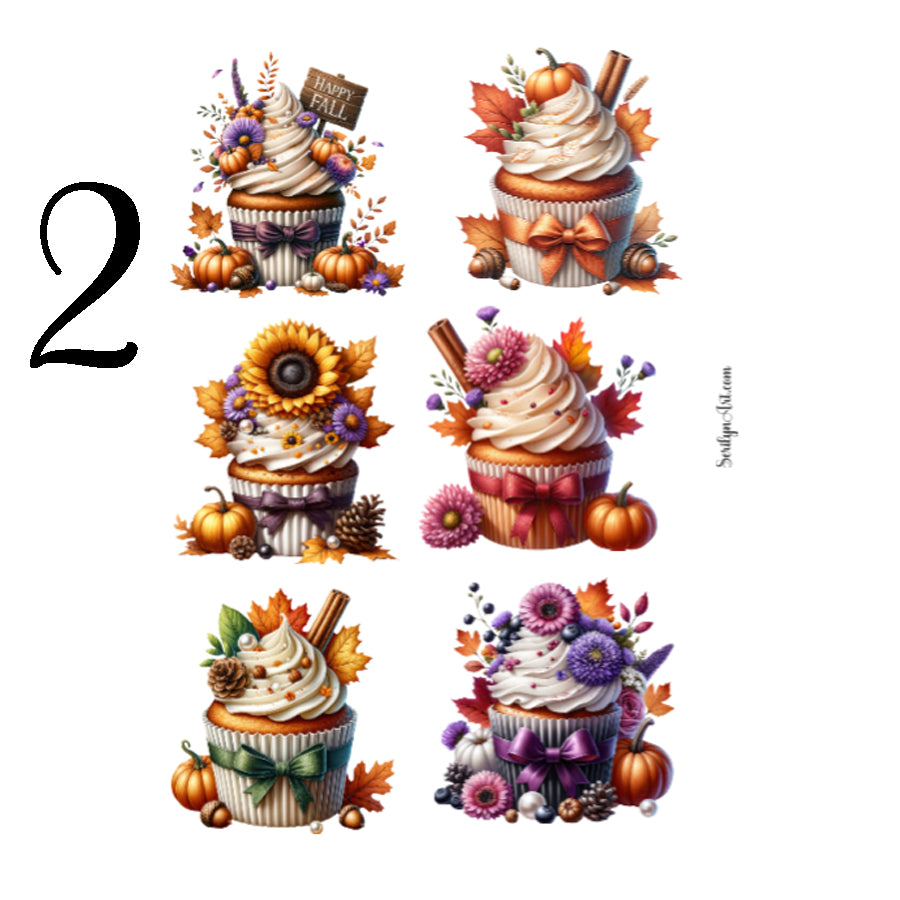 Autumn Cupcakes Sticker Sheet