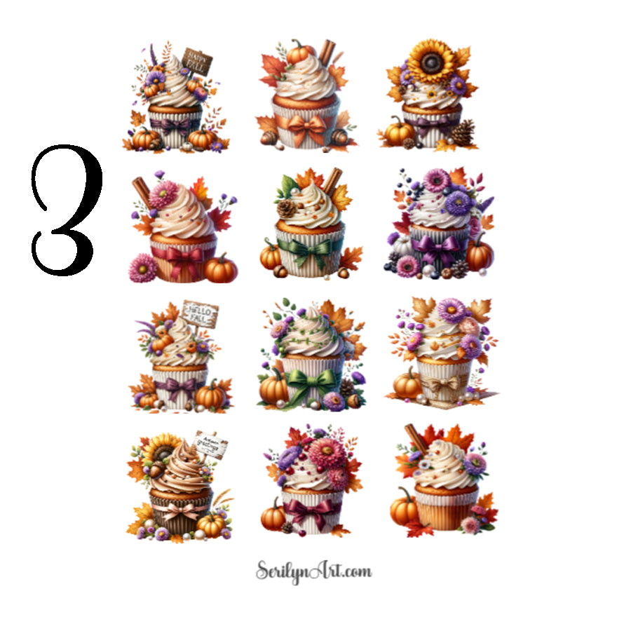 Autumn Cupcakes Sticker Sheet