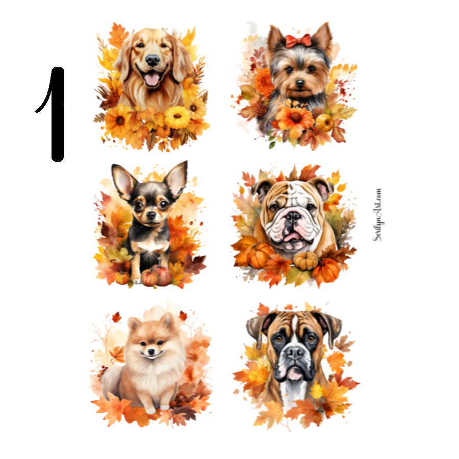 Autumn Dogs Sticker Sheet