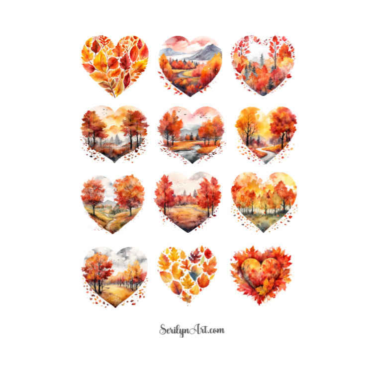 Autumn Hearts Sticker Sheet