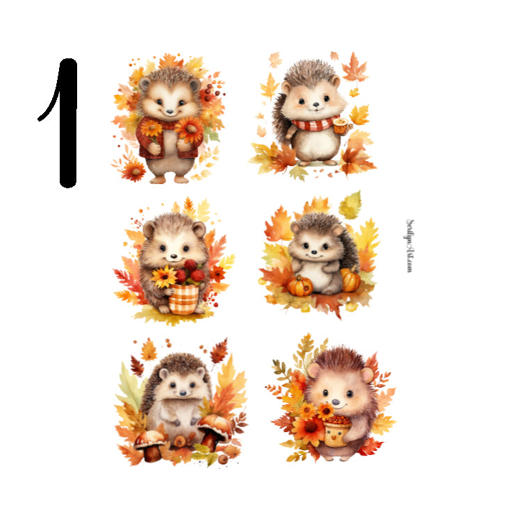 Autumn Hedgehogs Sticker Sheet