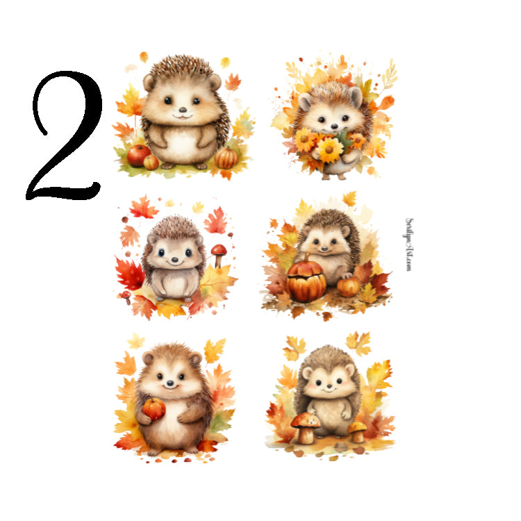 Autumn Hedgehogs Sticker Sheet