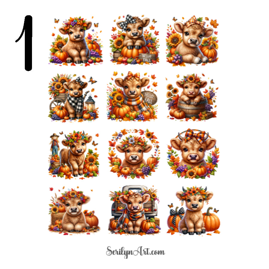 Autumn Highland Cows Sticker Sheet
