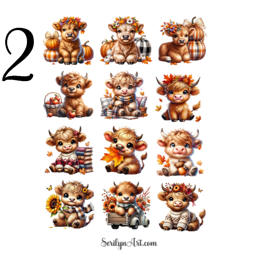 Autumn Highland Cows Sticker Sheet