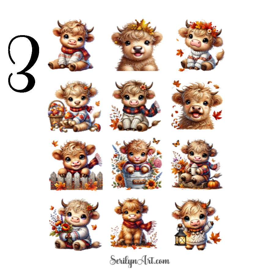 Autumn Highland Cows Sticker Sheet