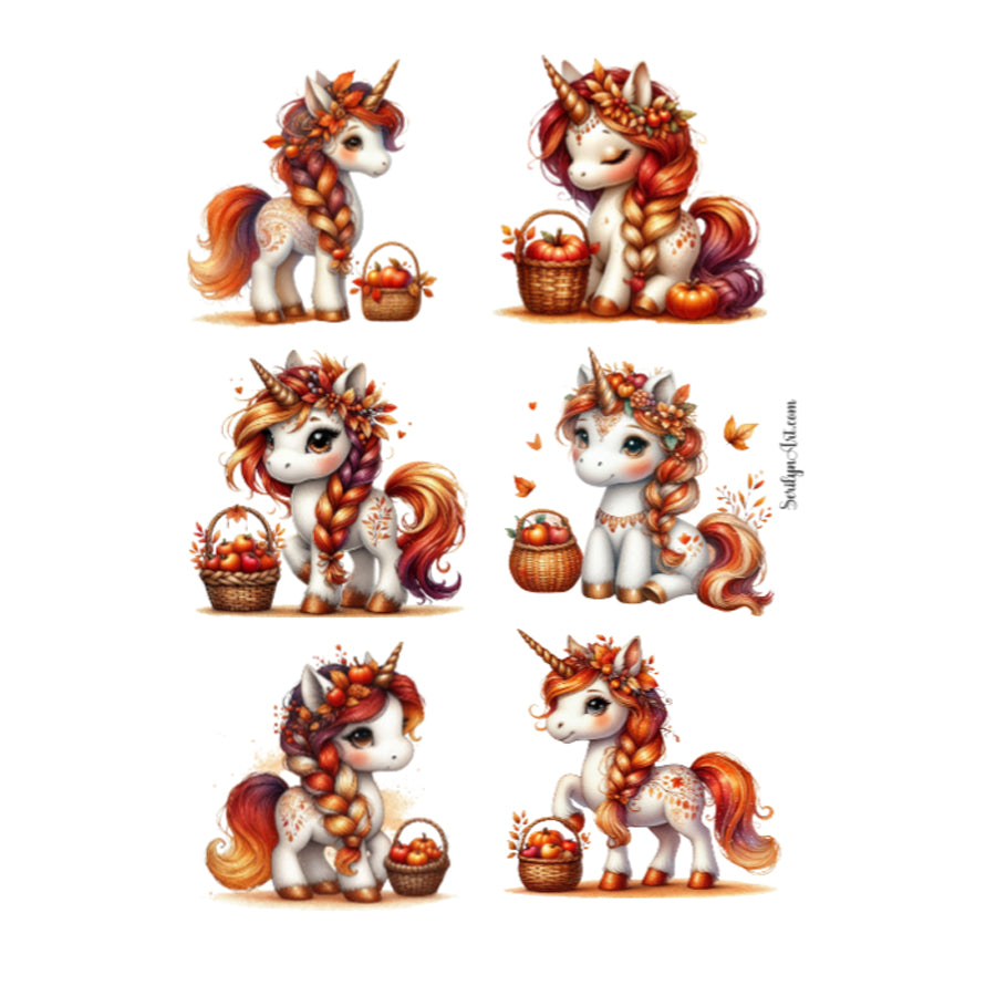 Autumn Unicorns Sticker Sheet