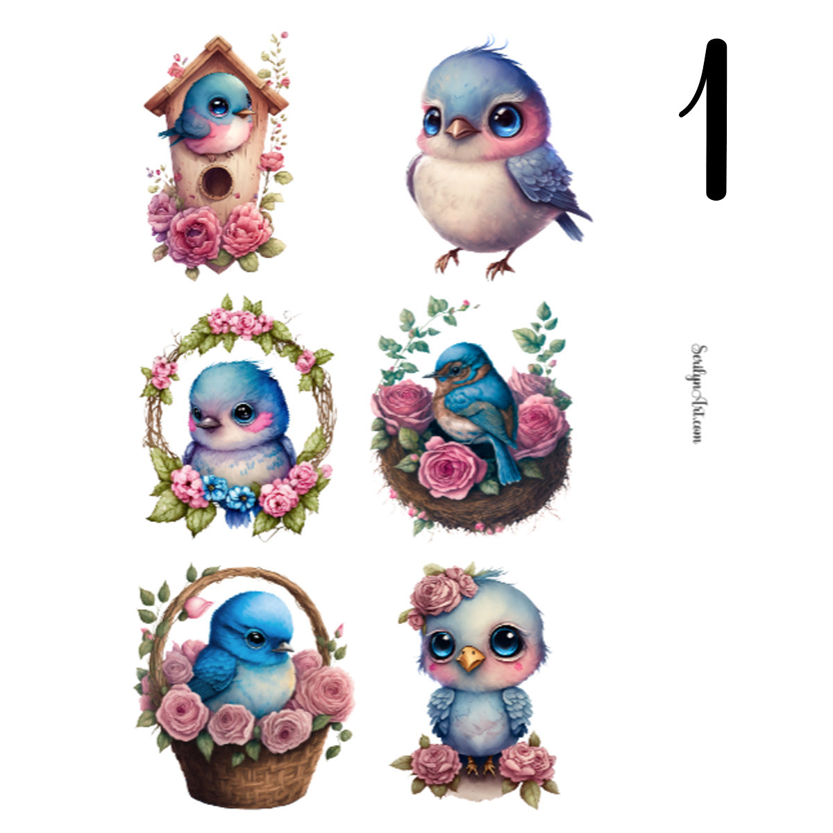 Baby Bluebirds Sticker Sheet