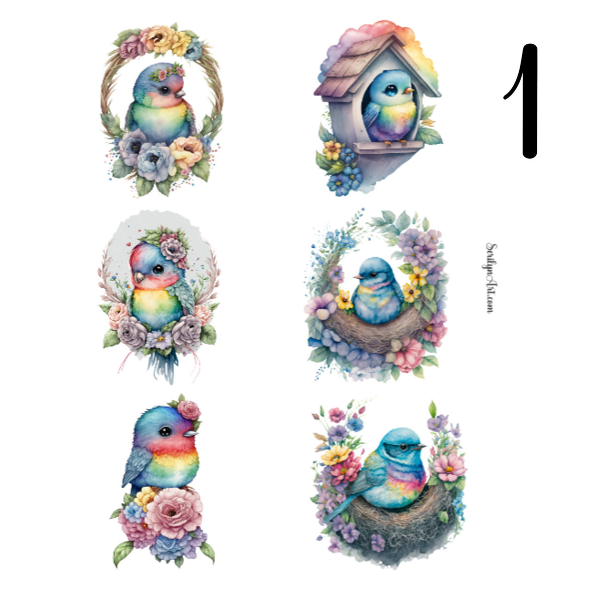 Baby Rainbow Birds Sticker Sheet