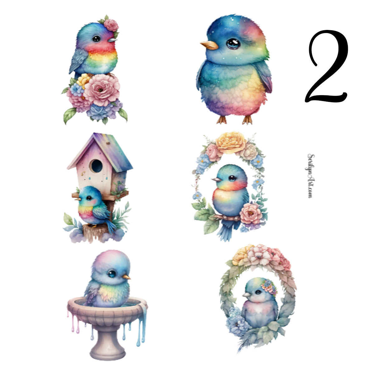 Baby Rainbow Birds Sticker Sheet