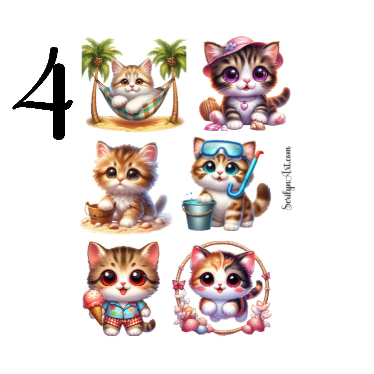 Beach Cats Sticker Sheet