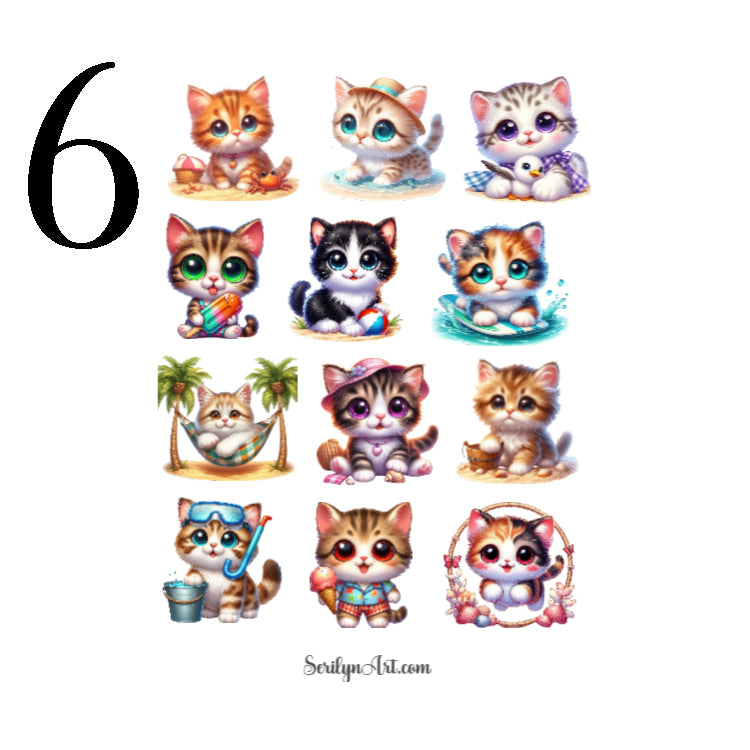 Beach Cats Sticker Sheet