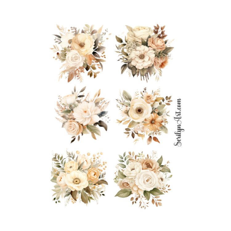 Beige Florals Sticker Sheet