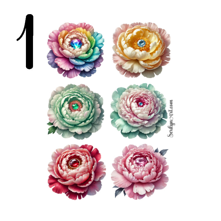 Bejeweled Peonies Sticker Sheet