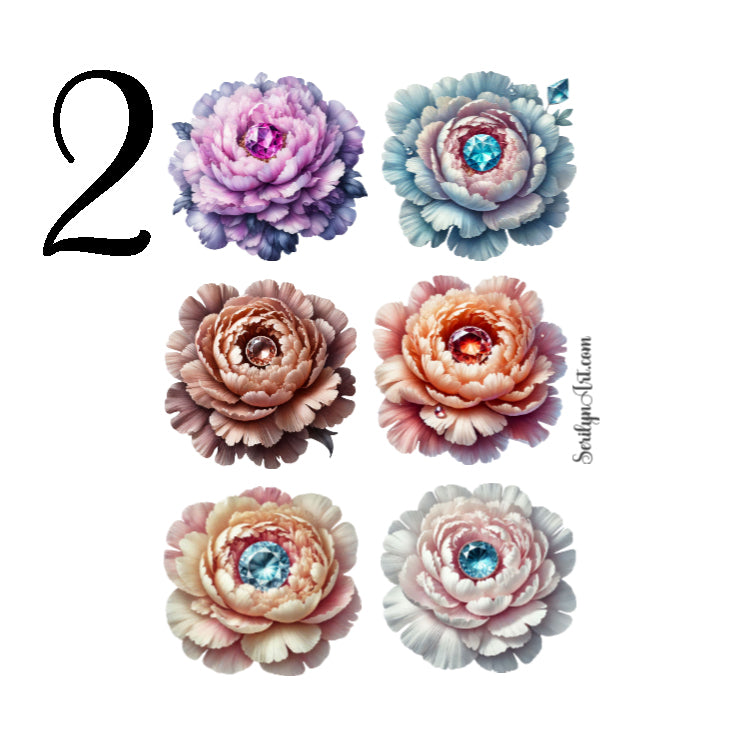 Bejeweled Peonies Sticker Sheet