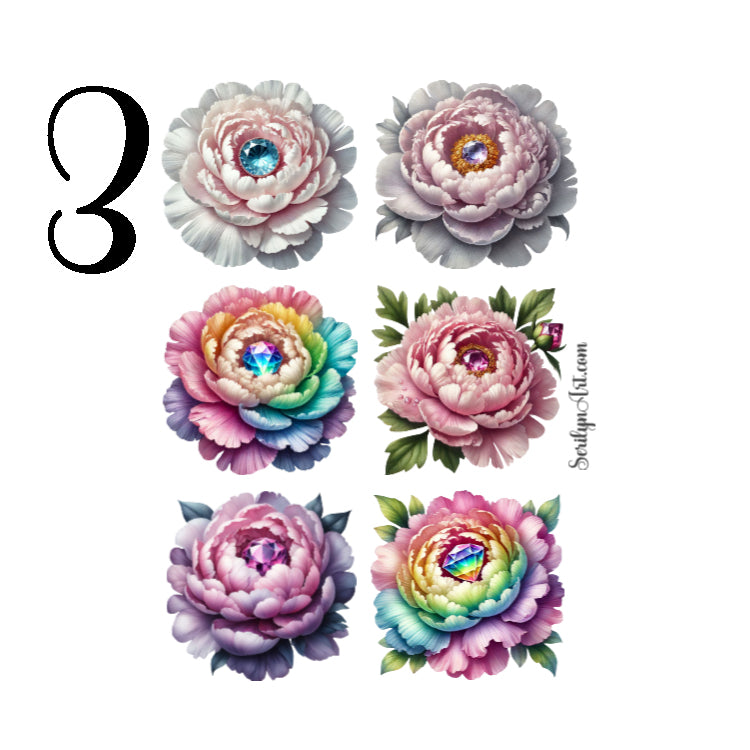 Bejeweled Peonies Sticker Sheet