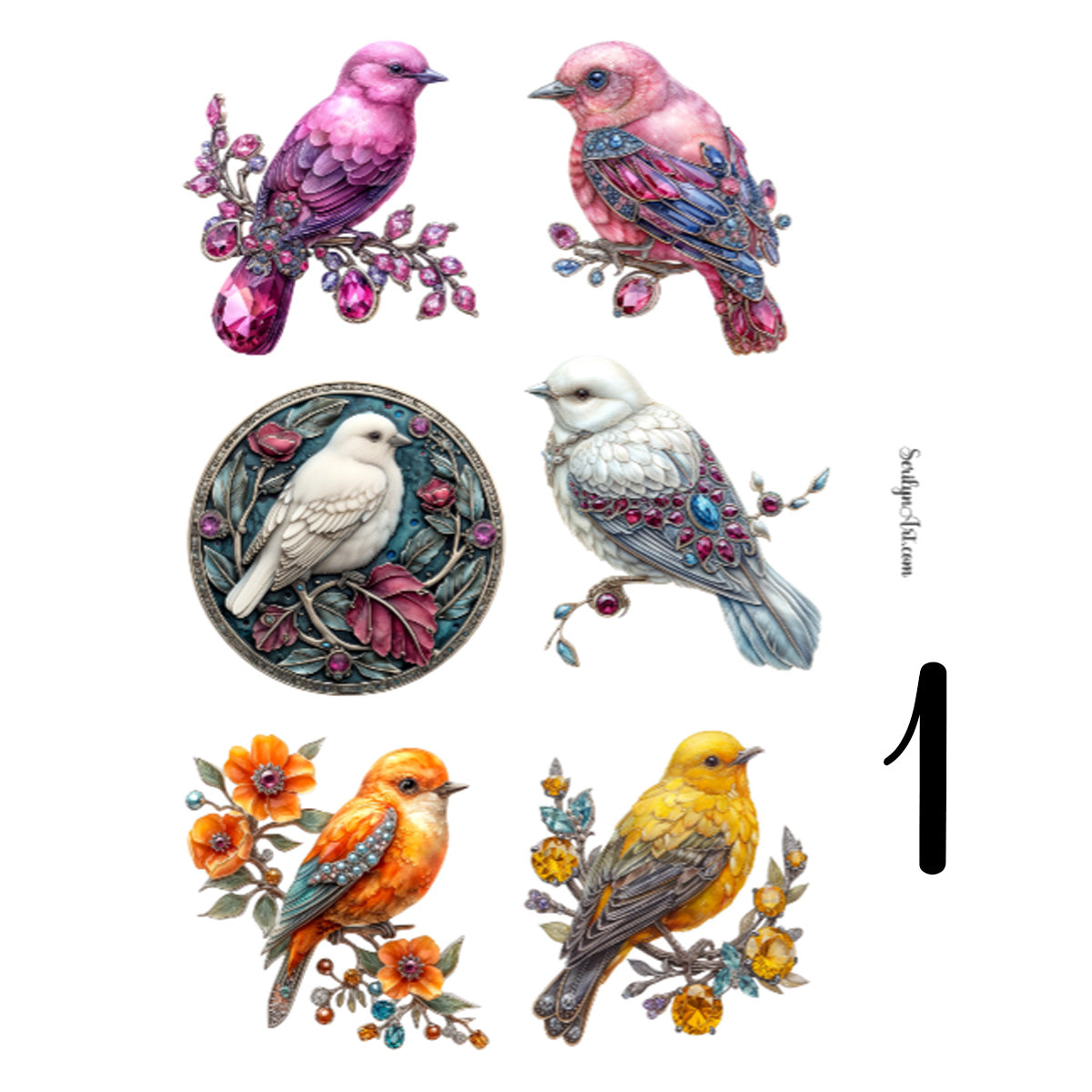 Bird Brooch Sticker Sheet