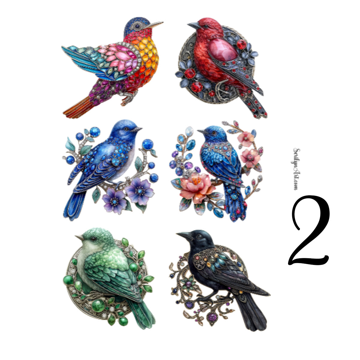 Bird Brooch Sticker Sheet