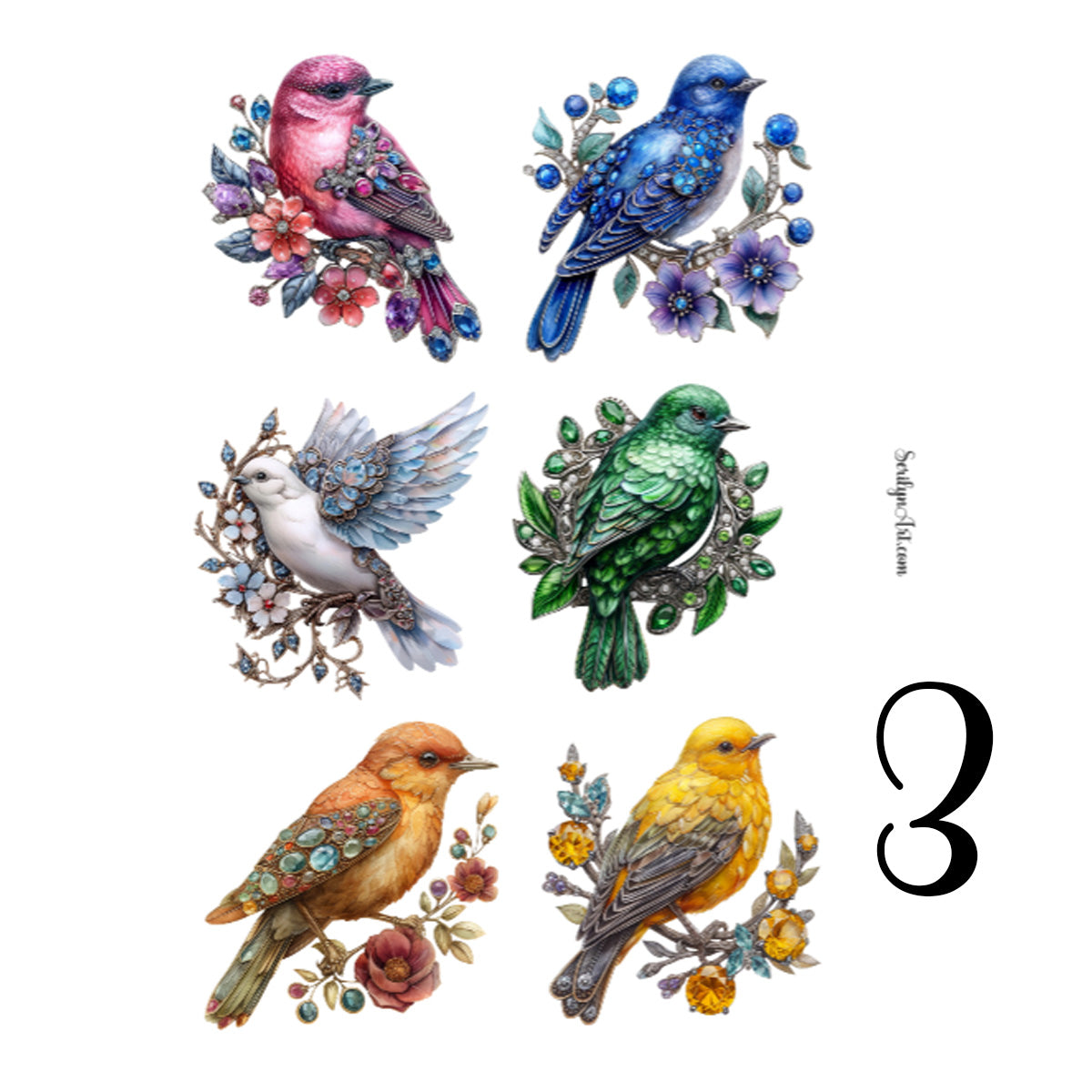 Bird Brooch Sticker Sheet