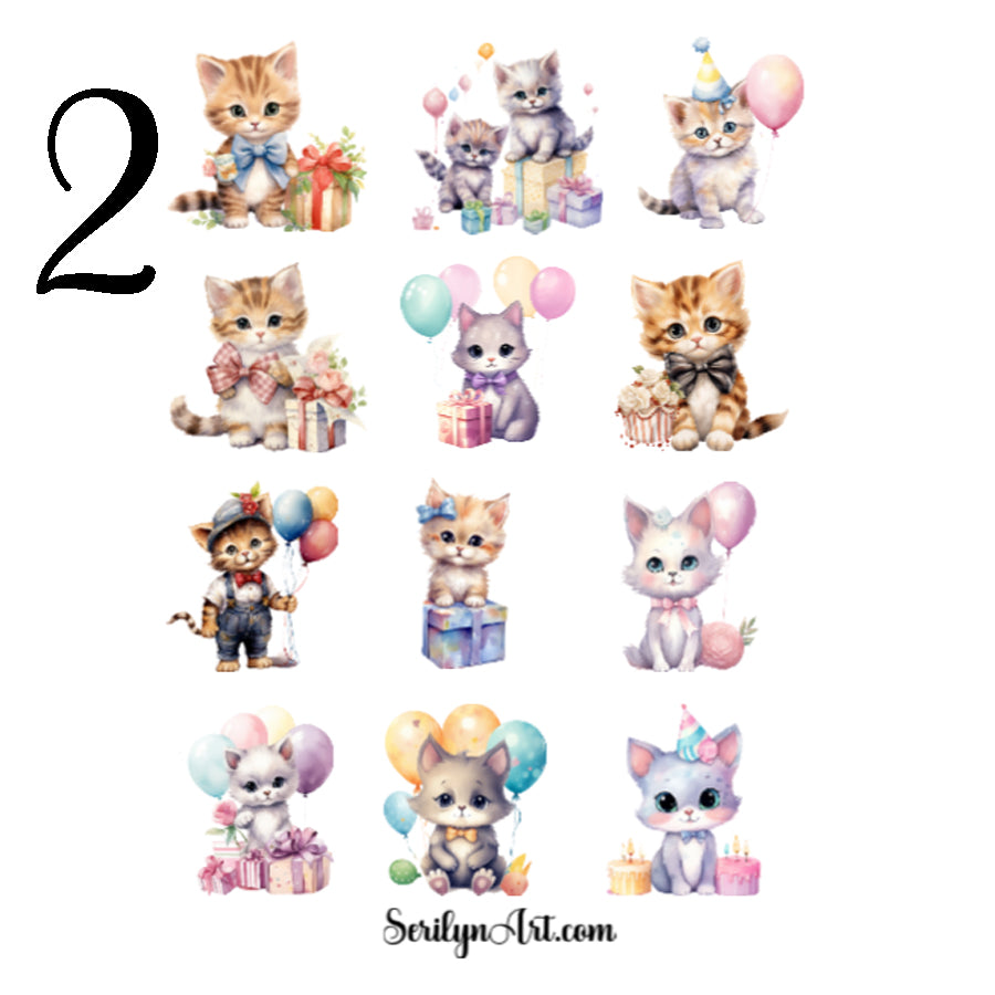 Birthday Cats Sticker Sheet