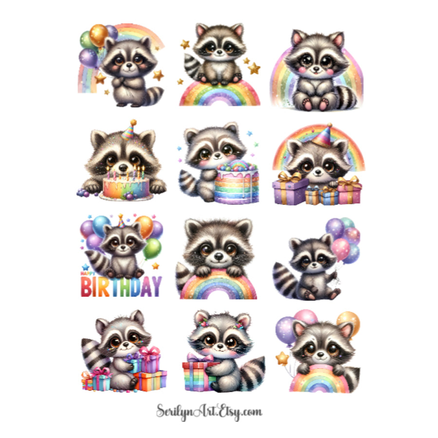 Birthday Raccoons Sticker Sheet