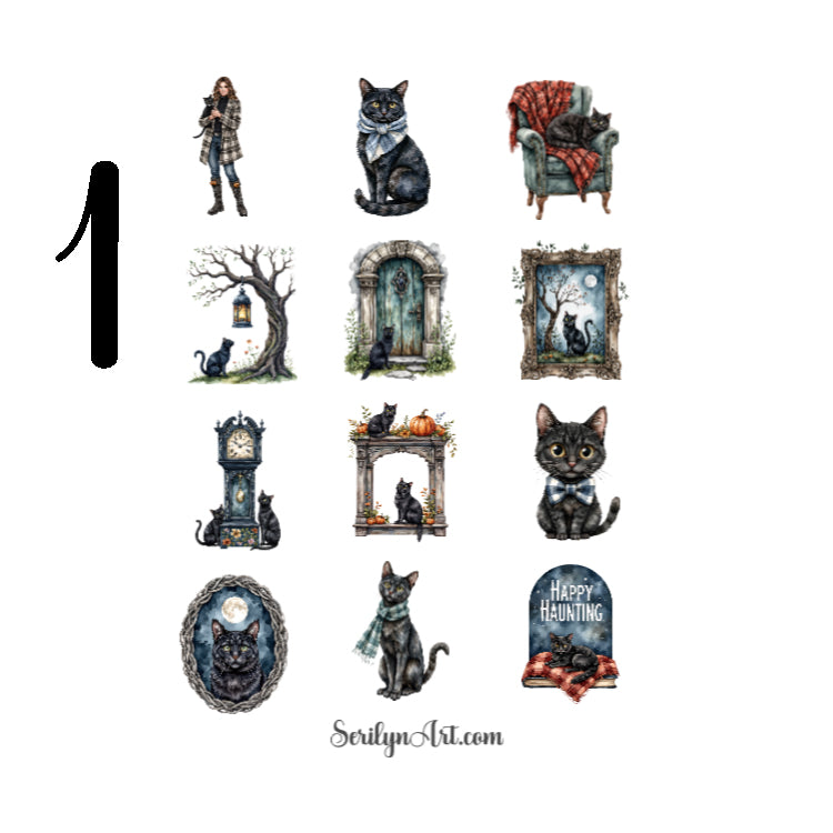 Black Cats and Flannel Sticker Sheet