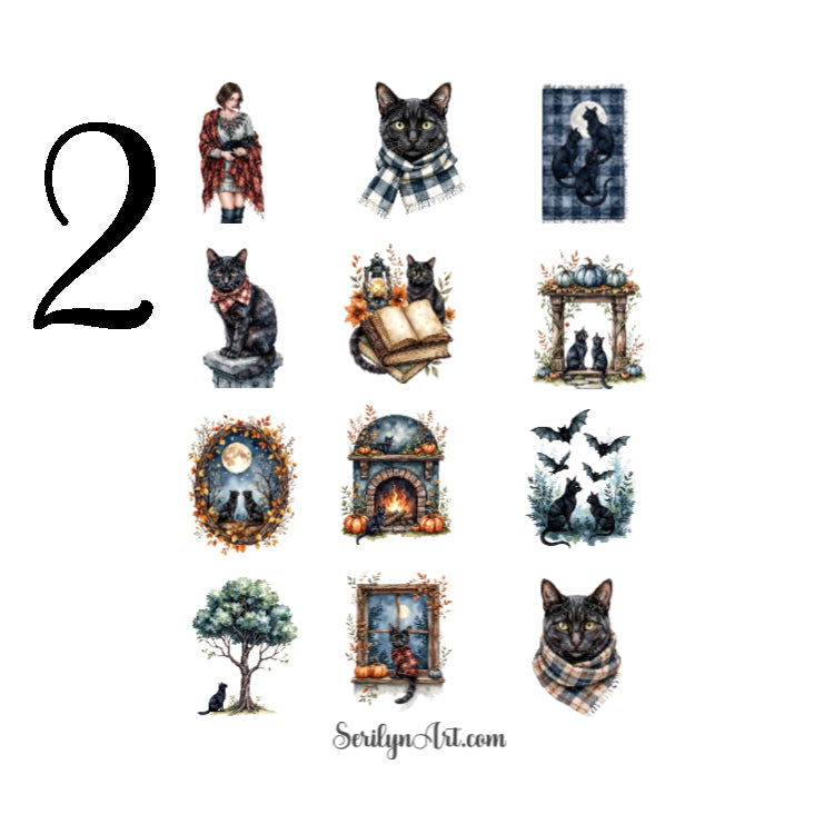 Black Cats and Flannel Sticker Sheet