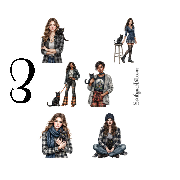 Black Cats and Flannel Sticker Sheet