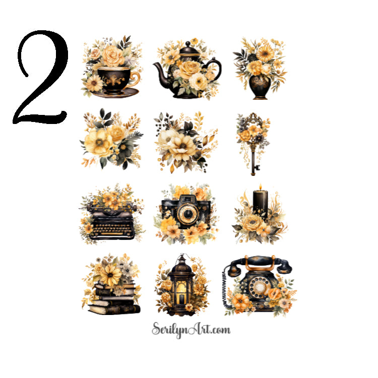 Black Vintage Sticker Sheet