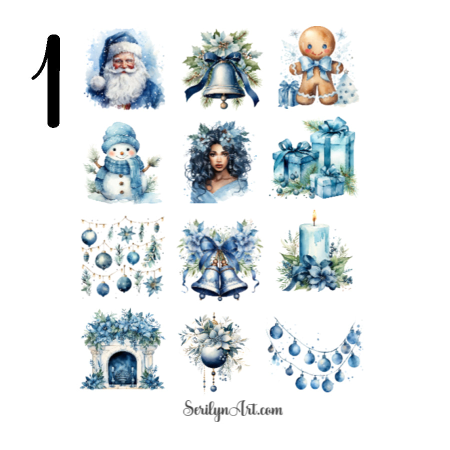 Blue Christmas Sticker Sheet