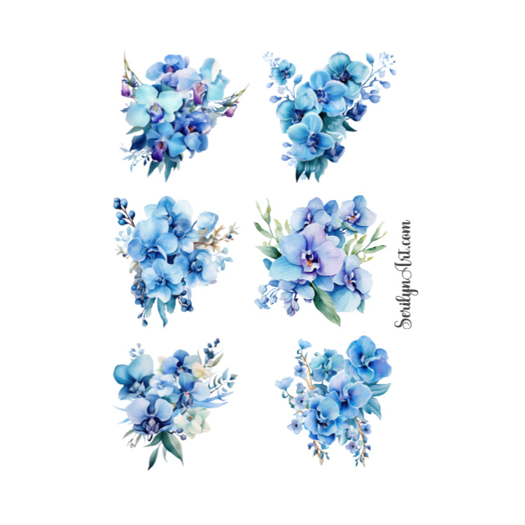 Blue Orchids Sticker Sheet