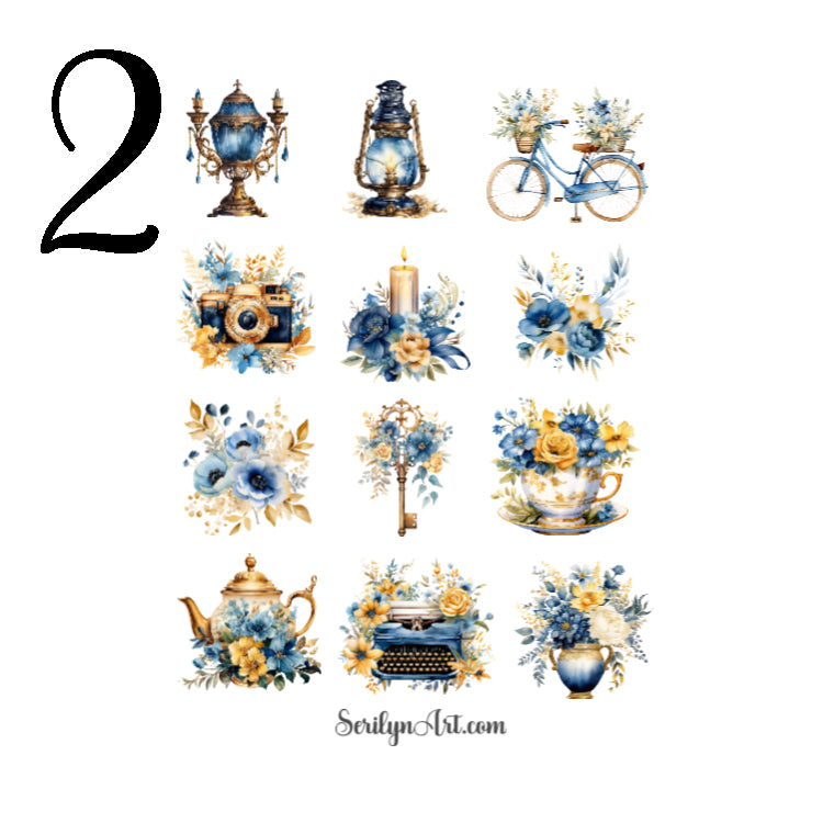 Blue Vintage Sticker Sheet