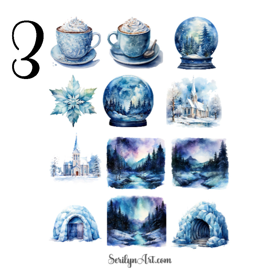 Blue Winter Sticker Sheet