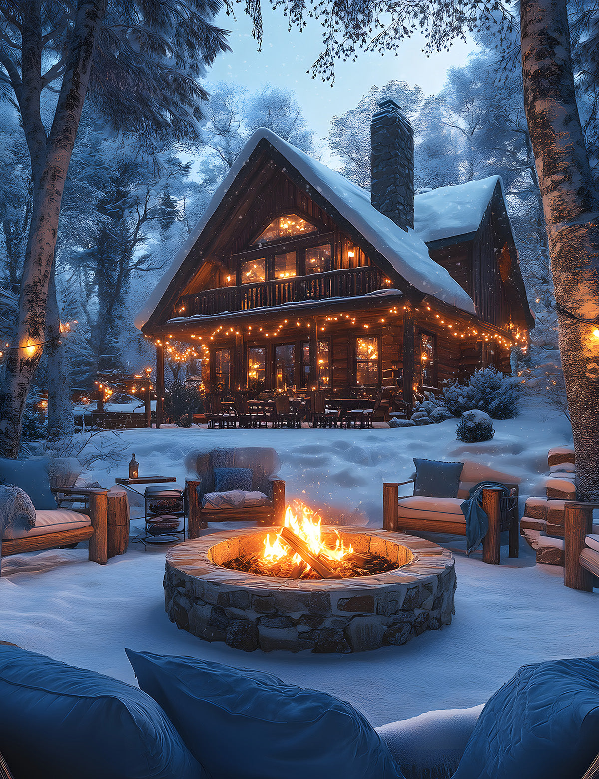 Blue Winter Cabin Dashboards